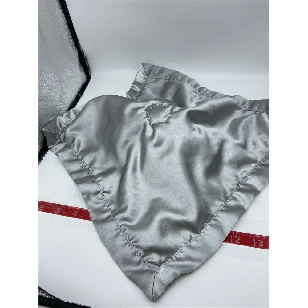 Cloud Island Elephant Gray White Striped Satin Baby Security Blanket Lovey Toy